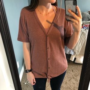 Purple button down tie shirt